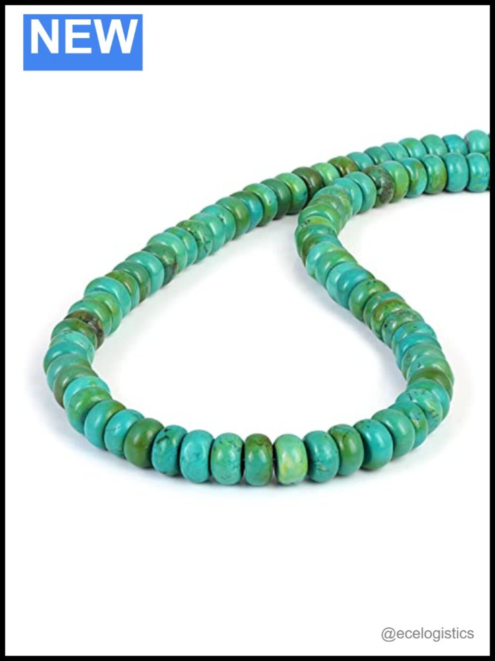 Sleeping Beauty Turquoise Necklace 8-9MM 925 Sterling Silver Beaded Gift